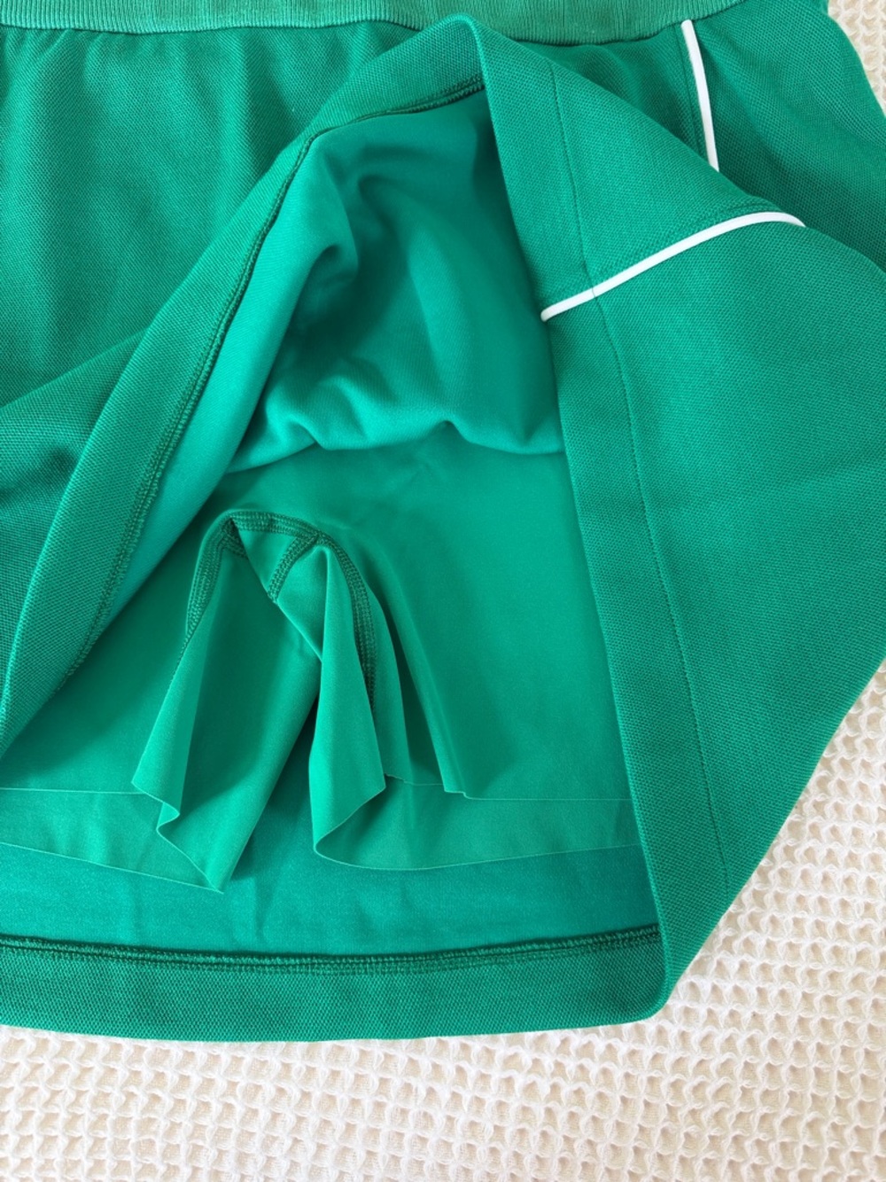 SPANX Green Mini Skirt with White Piping - Picture 2 of 5